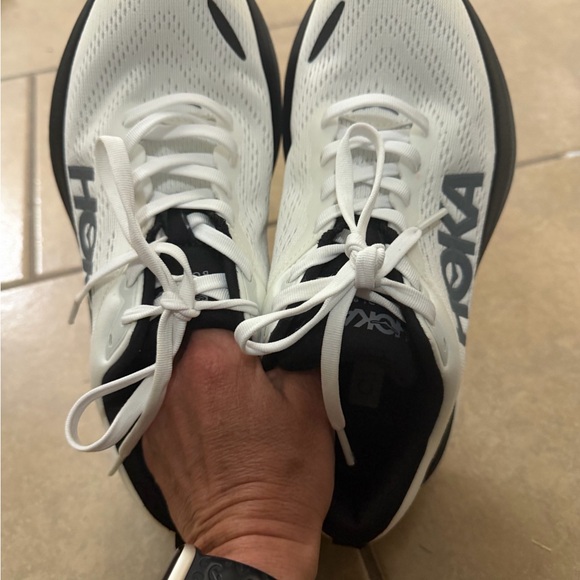Hoka Black and White Bondi 8 Shoes - Picture 5 of 5